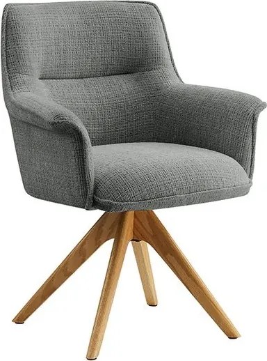 Set de 2 scaune pivotante picioare din lemn LE GRAND gri chenille