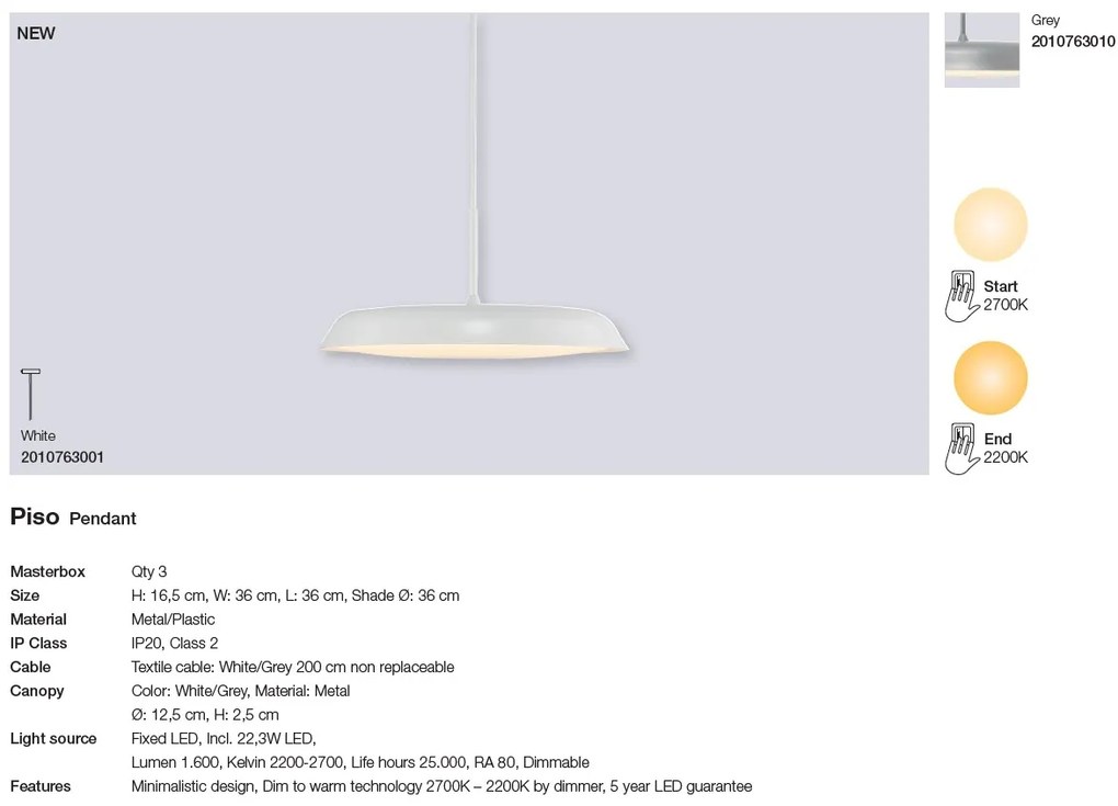 Lustra LED suspendata design modern minimalist Piso alb 2010763001 NL