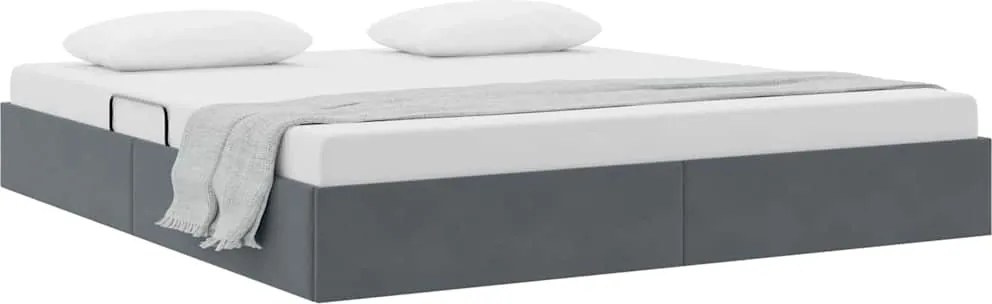 vidaXL Pat cu storage cu saltea Gri închis 180 x 200 cm Catifea