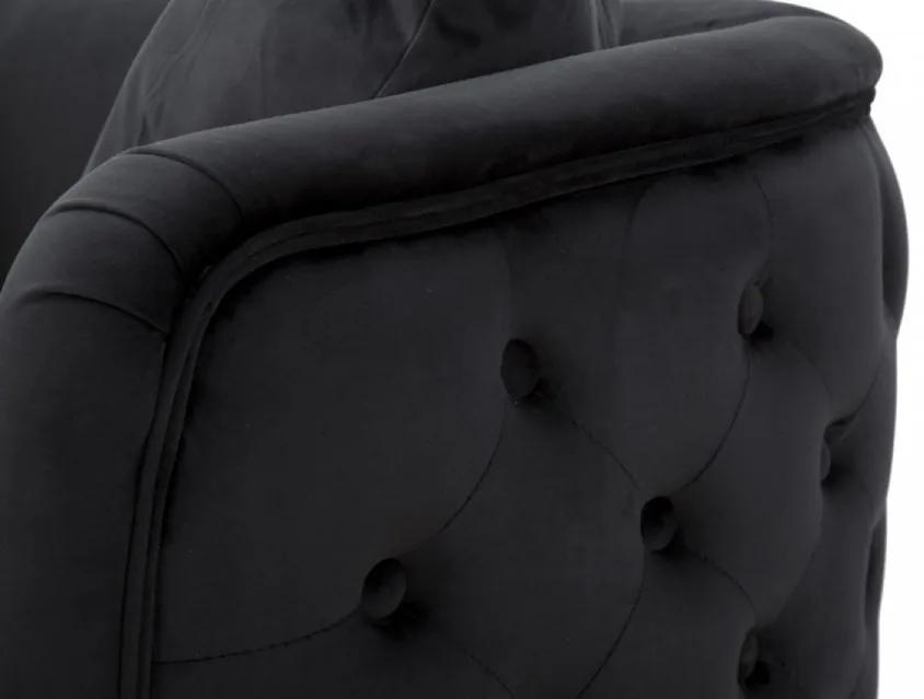 Canapea neagra din catifea si metal cu 2 locuri, 127cm, Bucharest Mauro Ferretti