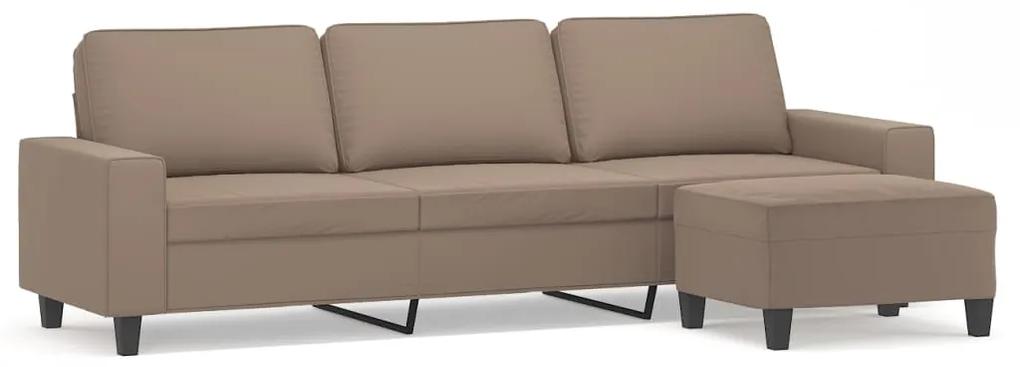Canapea cu 3 locuri si taburet, gri taupe, 210 cm, microfibra