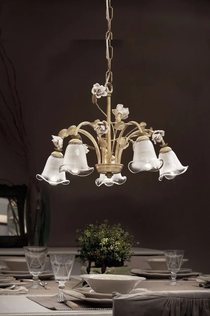 Candelabru clasic cu flori din ceramica realizate manual SIENAL