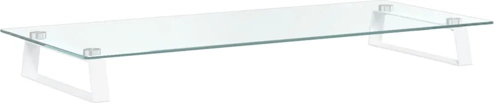 vidaXL Suport de monitor, alb, 80x35x8 cm, sticlă securizată și metal