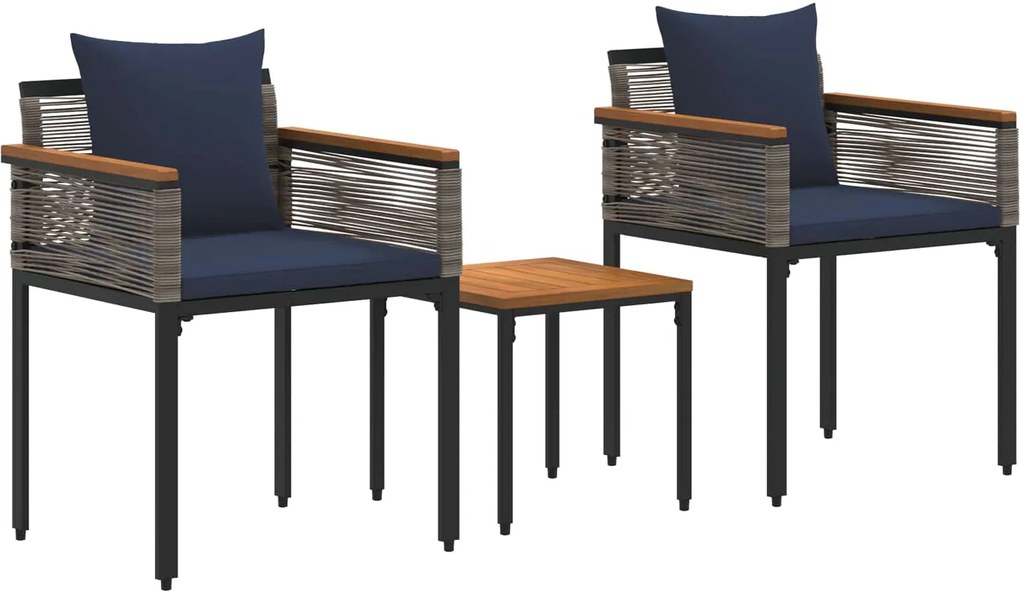 vidaXL Set de Mobilier pentru Exterior Gri și albastru marin poliratan