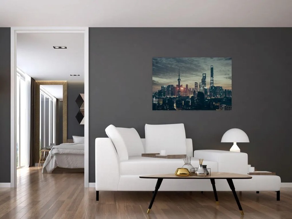 Tablou cu orașul în amurg (90x60 cm)