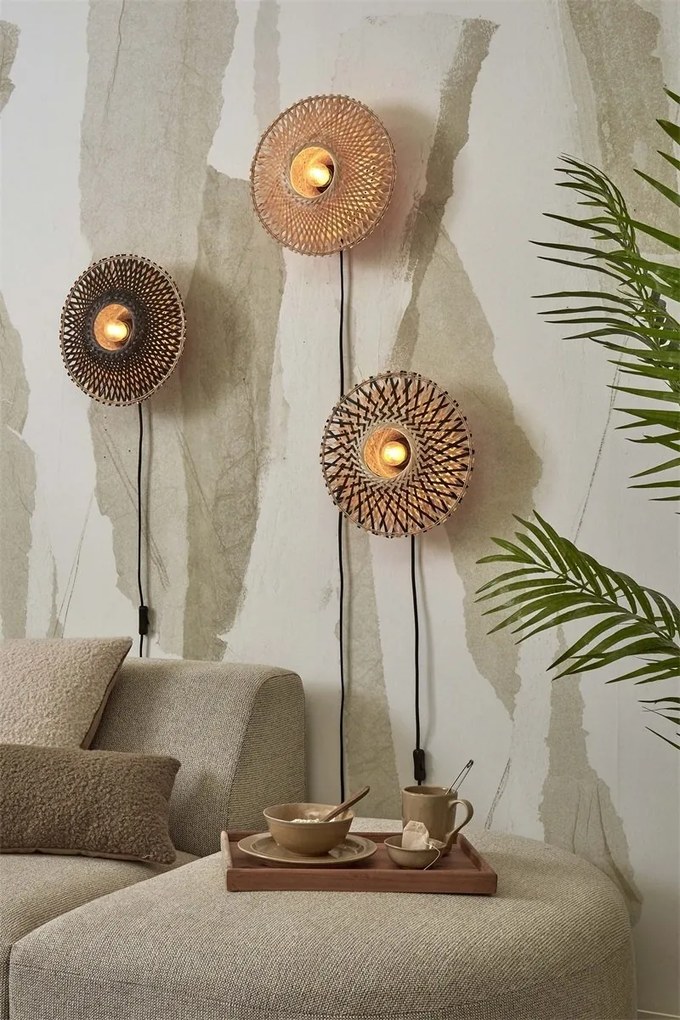 Aplica de perete eco din bambus Kalimantan XS 30cm, bl/nat