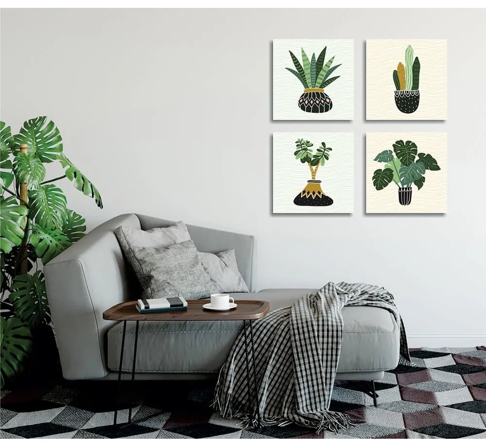 Tablouri 4 buc. 30x30 cm Plants – Wallity