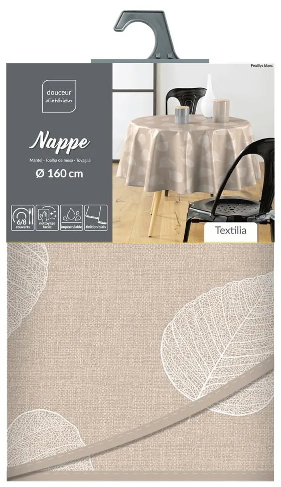 Față de masă lavabilă ø 160 cm Feuillys – douceur d'intérieur