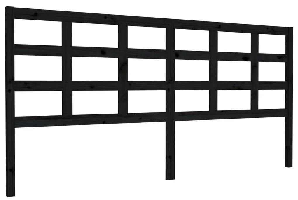 817914 vidaXL Tăblie de pat, negru, 205,5x4x100 cm, lemn masiv de pin