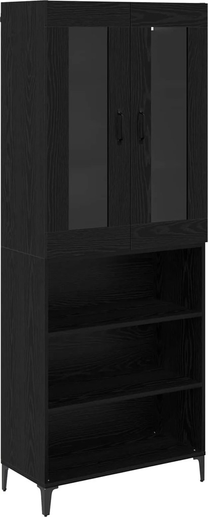 vidaXL Bufet Pe perete Stejar Negru 69,5 x 34 x 180 cm Lemn compozit