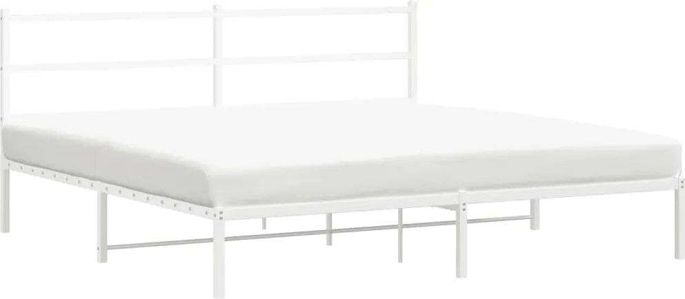 vidaXL Cadru de pat metalic cu tăblie, alb, 183x213 cm