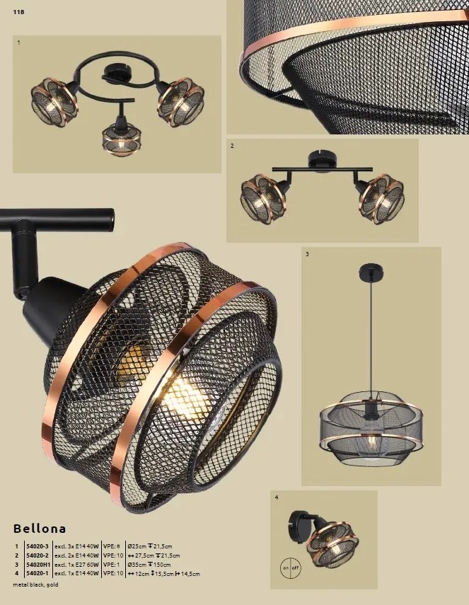 Aplica de perete metal negru/auriu BELLONA