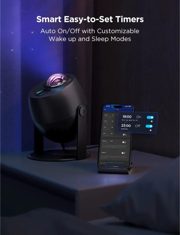 Smart lampa tip proiector Govee Star Light Projector H6093, 12 W, RGBW, Control vocal, Wi-Fi, Bluetooth, Negru