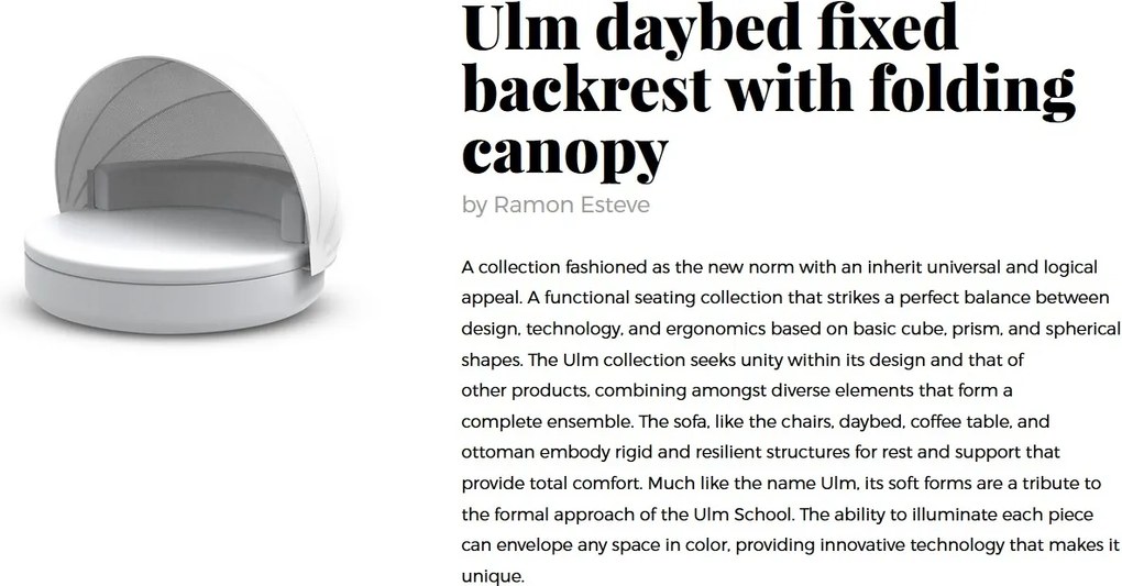 Pat de zi modern cu spatar fix si parasolar lounge ULM