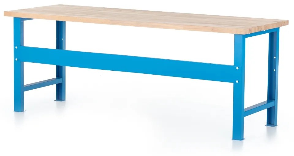 Masa de atelier cu placa frontala 200 x 80 cm, albastru - ral 5012
