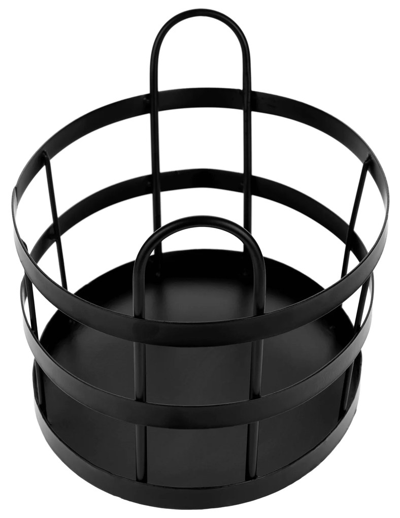 Coş pentru lemne, negru, metal, BRUT