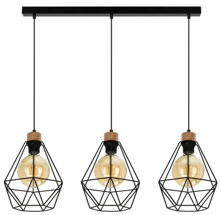 Lustră pe cablu Spot-Light 21822304 DIAMENT 3xE27/60W/230V stejar