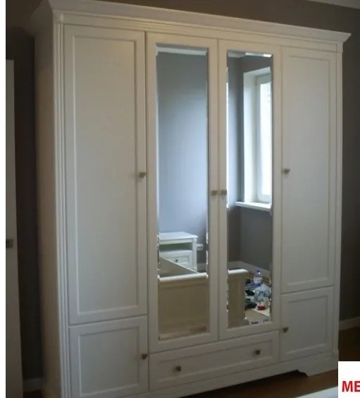 Dormitor Kleo cu Dulap 4 Usi MDF Alb