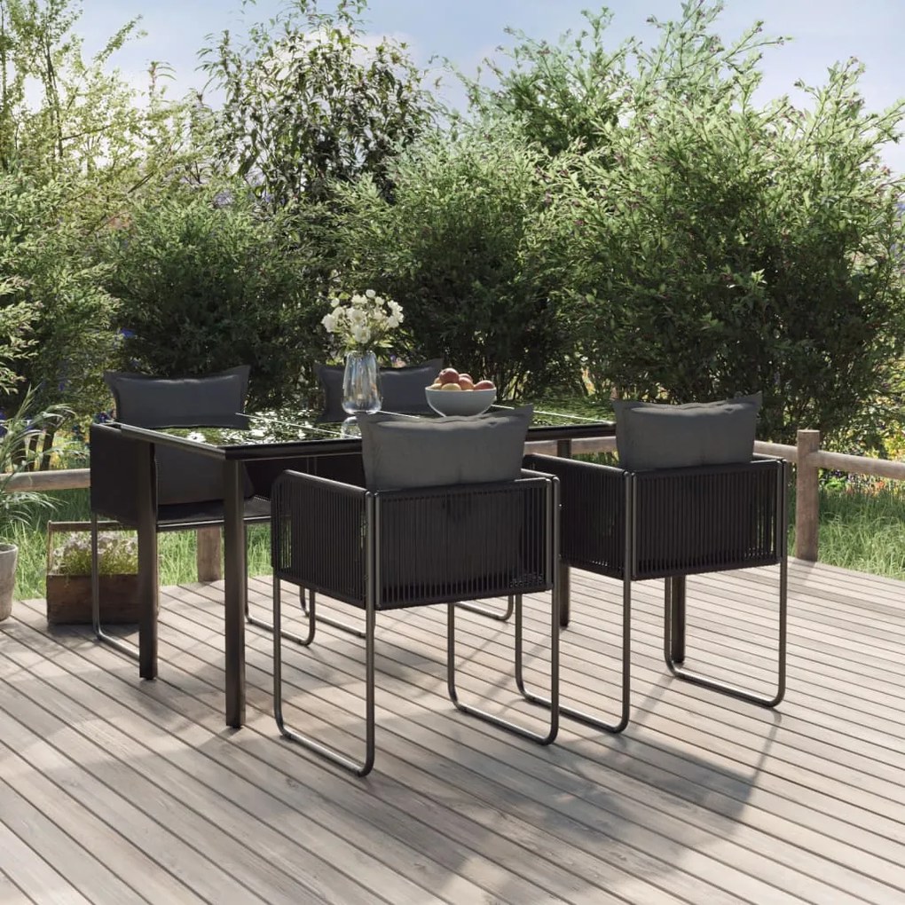 3156496 vidaXL Set de servit masa pentru grădină, 5 piese, negru