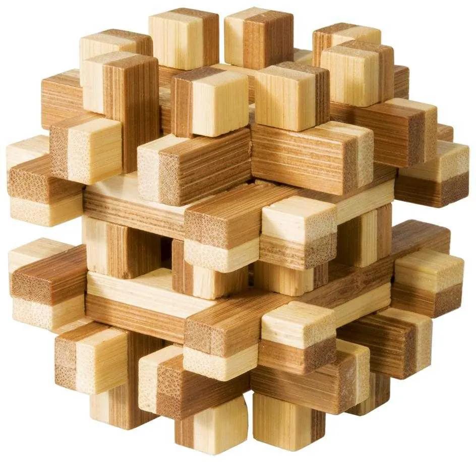 Joc logic IQ din lemn bambus Magic blocks puzzle 3d