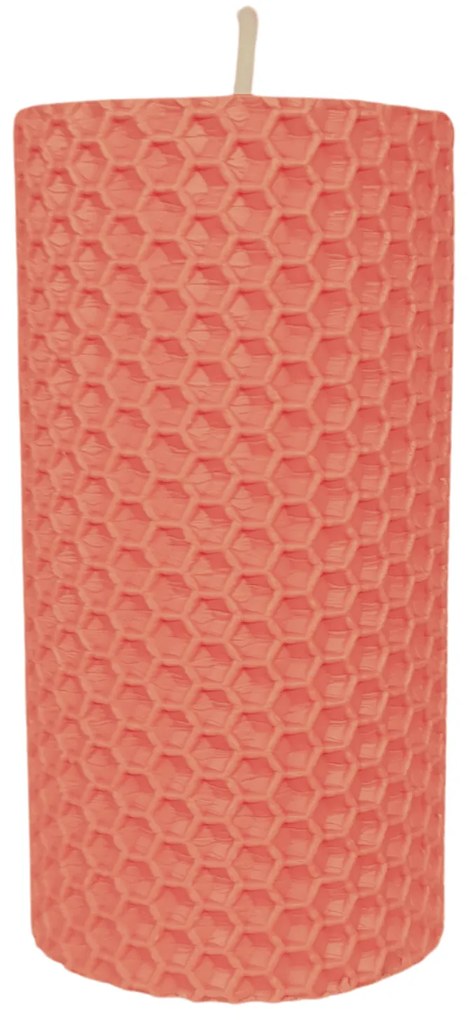 Lumanare Marturie din Ceara de Albine naturala tip fagure colorat Roz Coral 4,5 cm, 10 cm