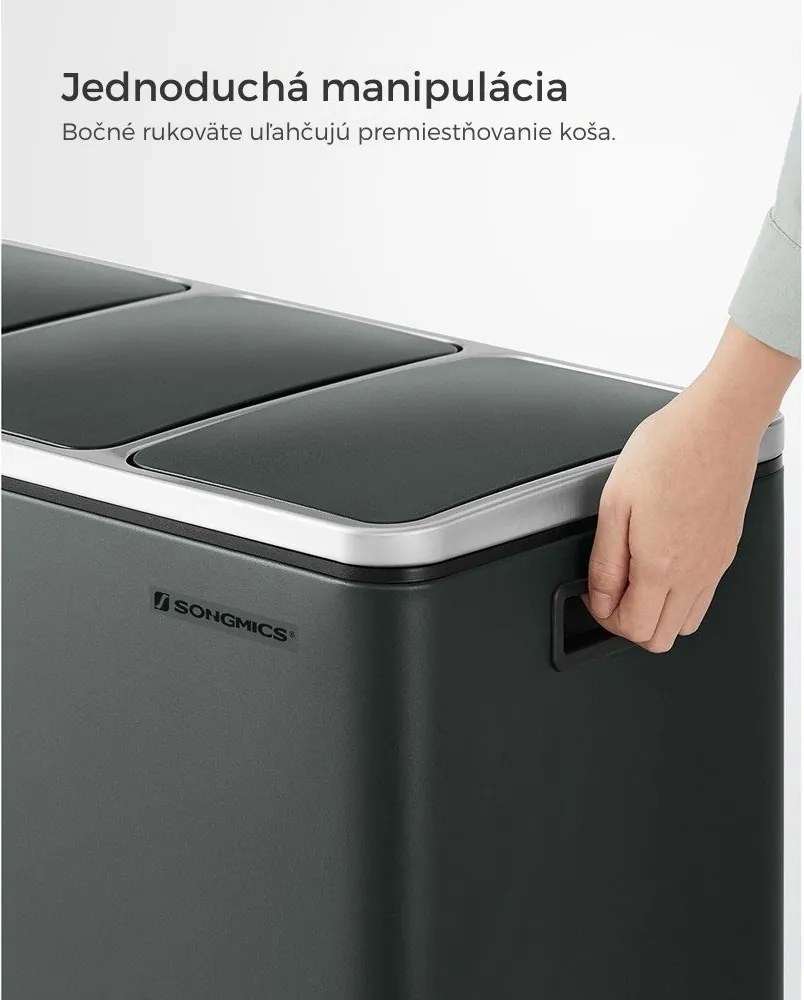 Coș de reciclare SORT 54 l (3×18 l), antracit/argintiu SongmicsHome