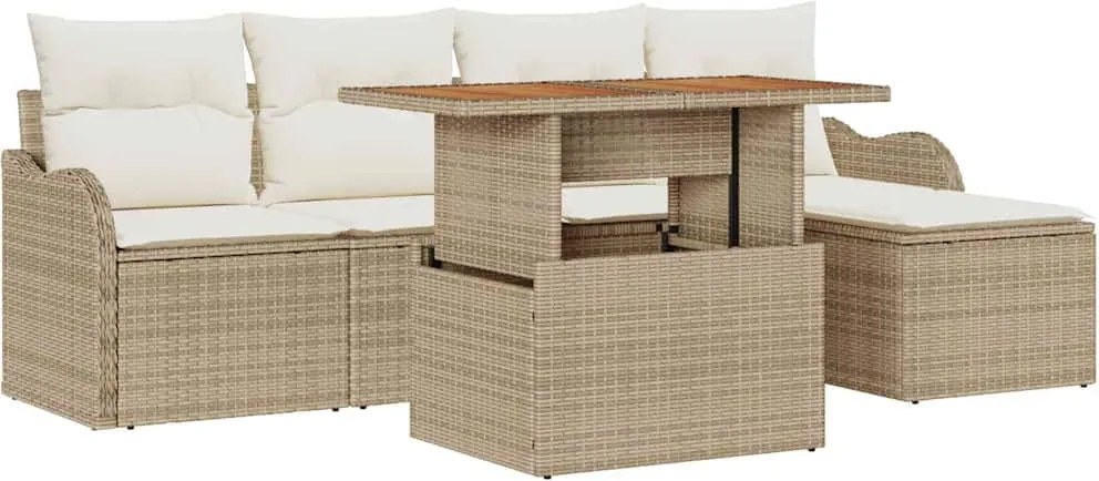 vidaXL Set de canapele pentru grădină 6 pcs Bej Rattan poli