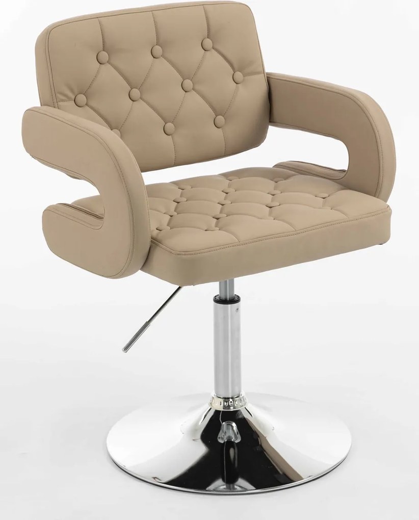 HR8403N Scaun Crem Piele Ecologica Premium Soft cu Bază Cromata