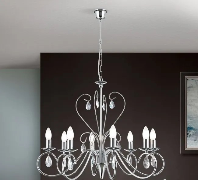Candelabru 5 brate stil clasic cu cristale K9 Alessia crom