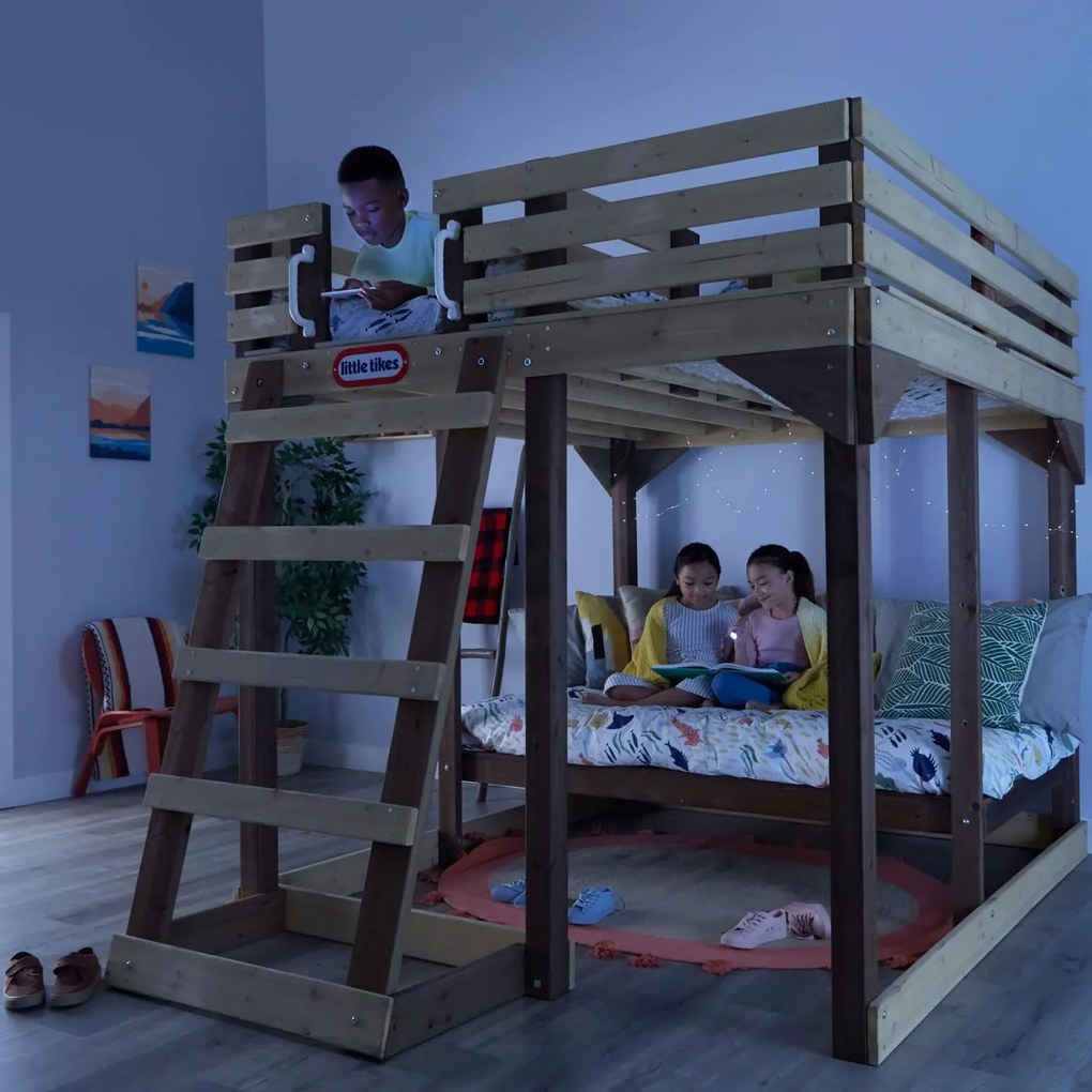 Pat supraetajat pentru copii cu masa 4 in 1 JOYDEN + saltea GRATUITĂ
