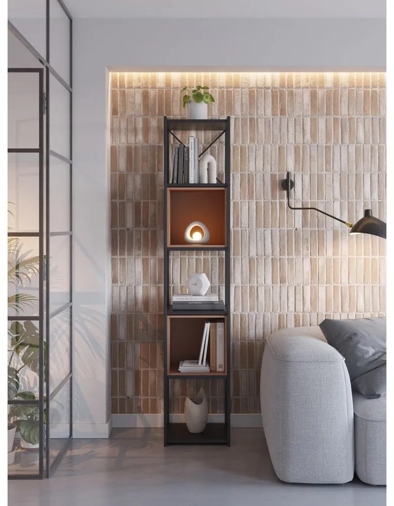 Bibliotecă neagră/cărămizie 36x179 cm Anya – Marckeric