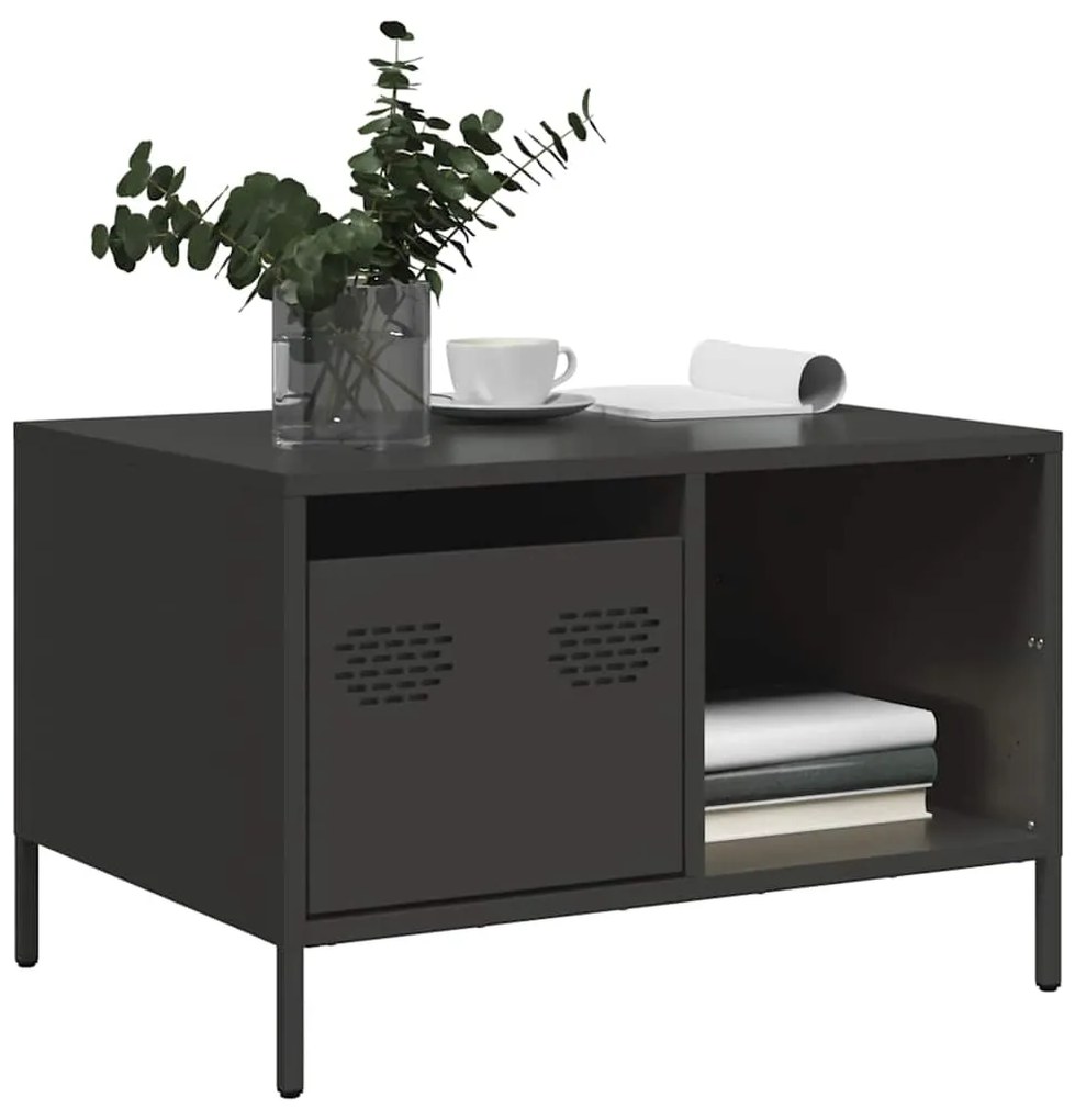 vidaXL Măsuță de cafea, negru, 68,5x50x43,5 cm, oțel laminat la rece