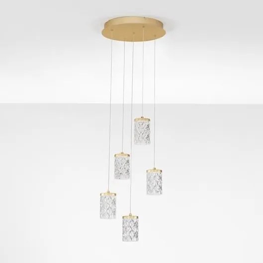 Lustra aurie cu 5 pendule LED PHOS