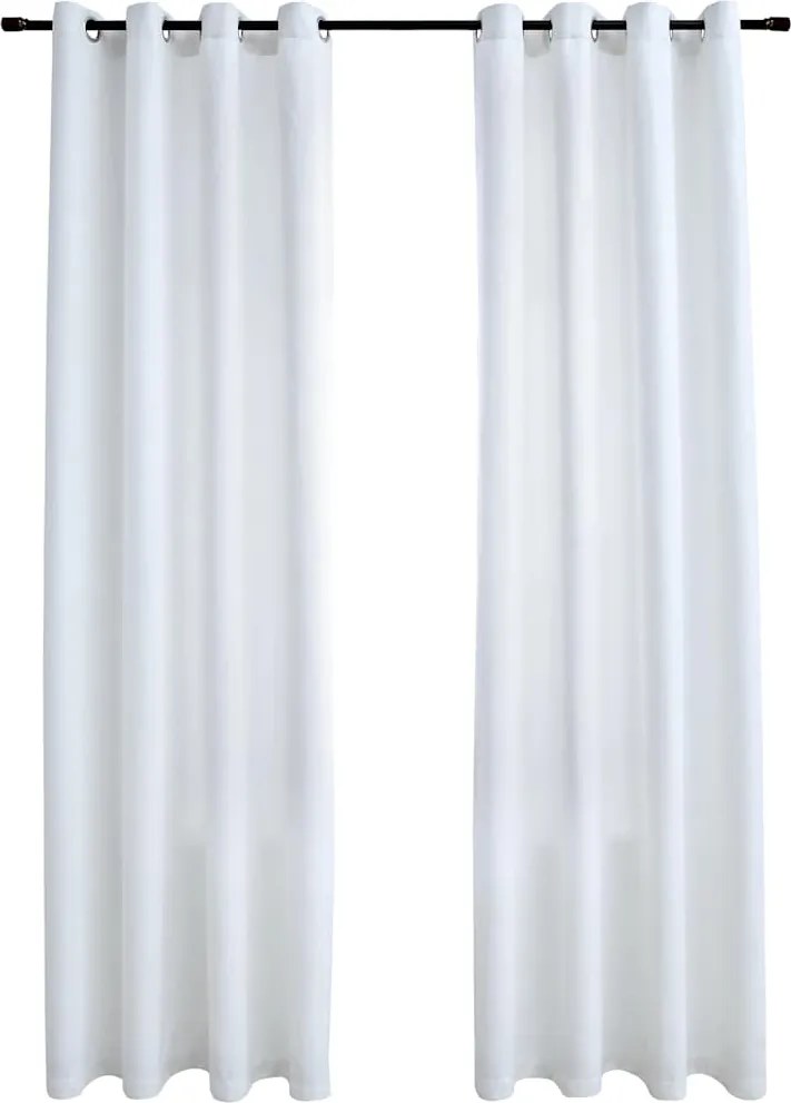 vidaXL Draperii opace cu inele metalice, 2 buc., alb, 140 x 175 cm