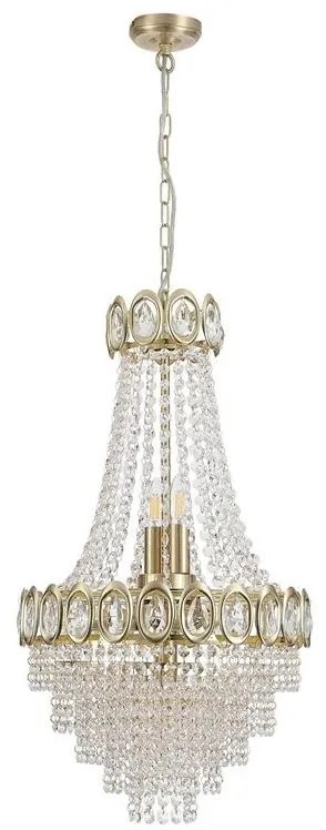 Lustra metal alama satinata, cristal transparent Louis Phillipe