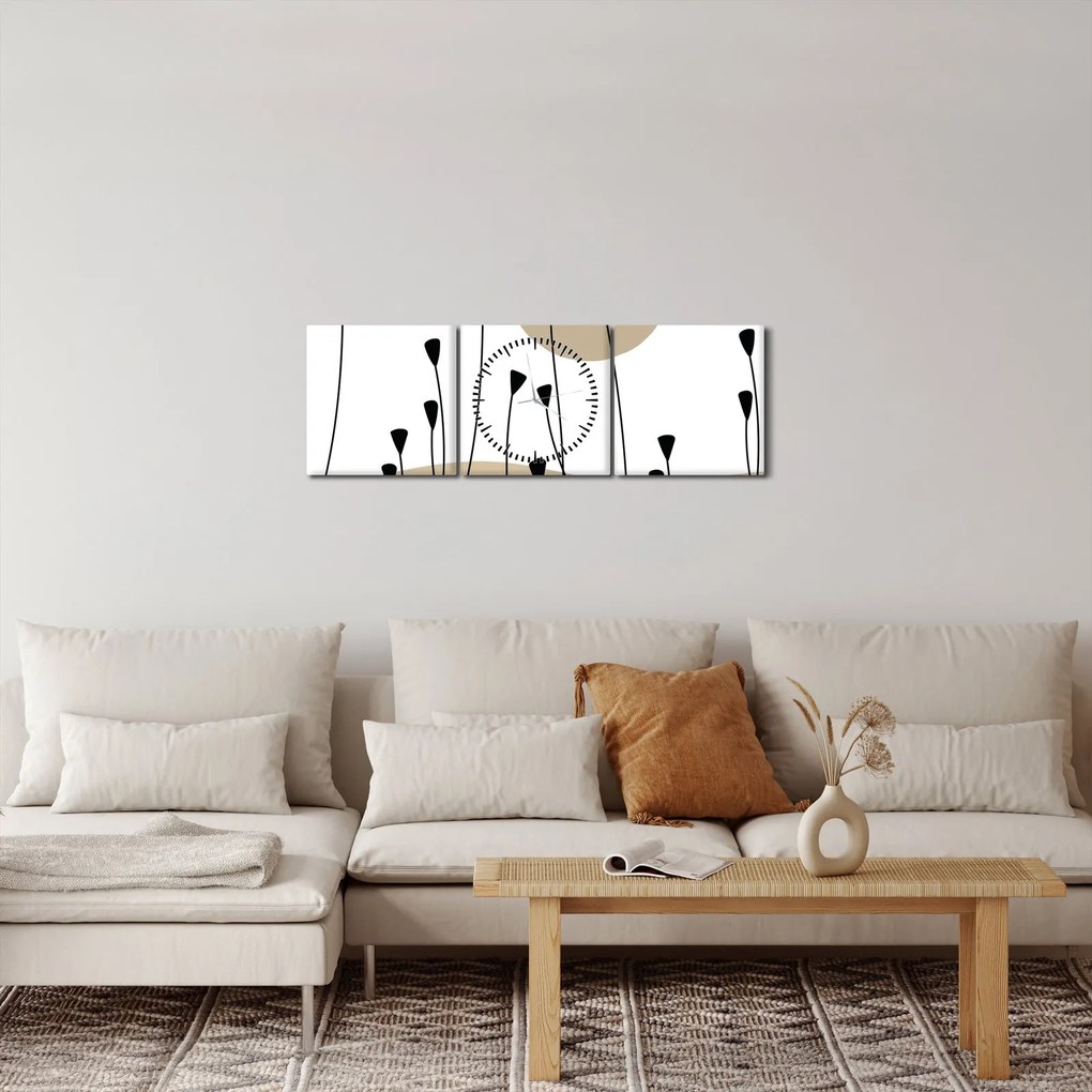 Tablou - Pajiște grafică N⁰2 (cu ceas) (90x30 cm)