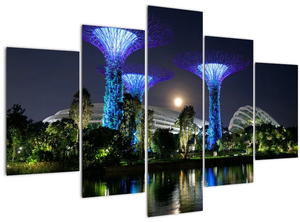 Tablou cu lună plină în grădinile din Singapur (150x105 cm)