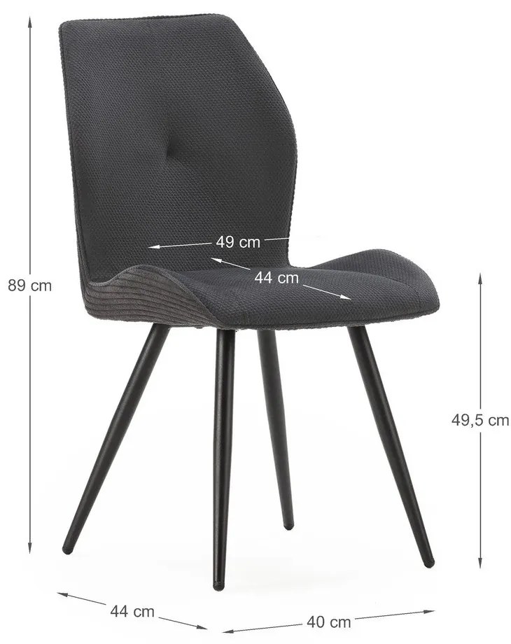 Scaune de dining negre 2 buc. din catifea reiată Adaya – Marckeric