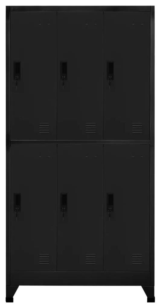 Fiset, negru, 90x45x180 cm, otel 1, Negru, cu 6 dulapuri