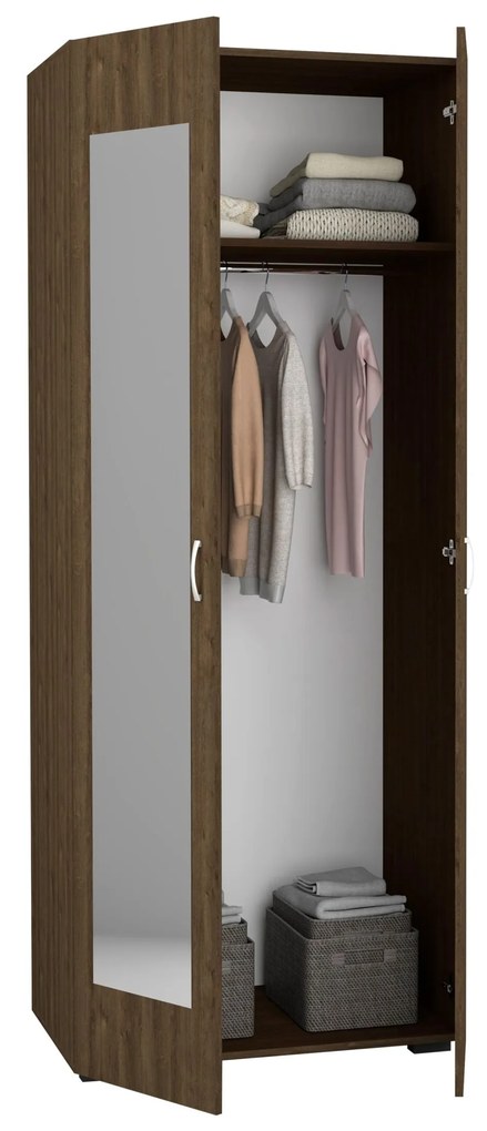 Dulap Nero, 2 Usi, oglinda, Stejar Bronz, 80 x 52 x 200 cm