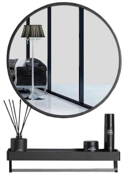 Oglinda rotunda cu raft Culoare negru, BREDO Ø70 cm