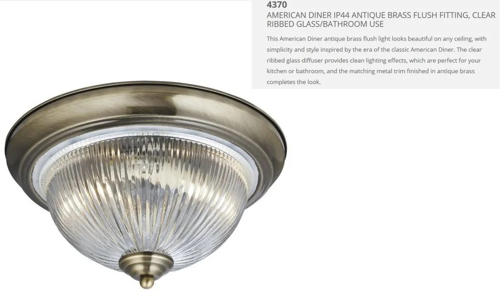 Plafoniera baie IP44 stil clasic American Diner alama antic