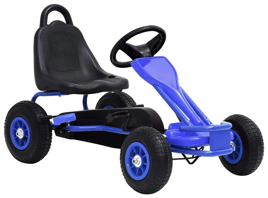 vidaXL Mașinuță kart cu pedale și roți pneumatice, albastru