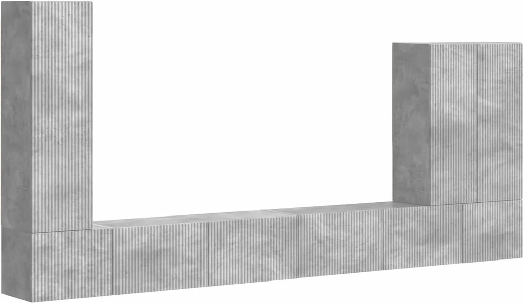 vidaXL Set Dulap pentru Televizor Montat pe Perete 6 pcs Gri din beton