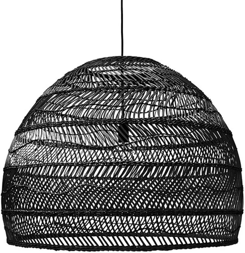 Lampa Suspendata din Rachita Natur M - Rachita Negru Diametru (60x60x50 cm)