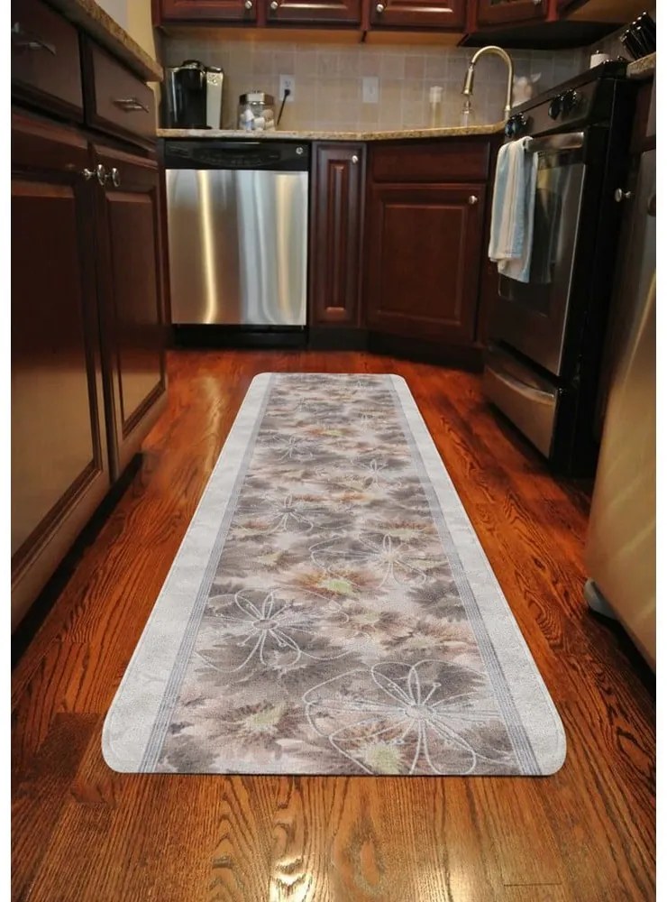 Covor tip traversă bej lavabil 58x240 cm Blooming – Oyo Concept