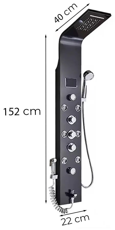 Panou de duș cu hidromasaj Aquapro negru