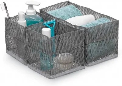 Set 3 organizatoare pentru cosmetice Bagno Gri / Alb, Modele Asortate, L12xl12xH12 cm / L24xl12xH12 cm