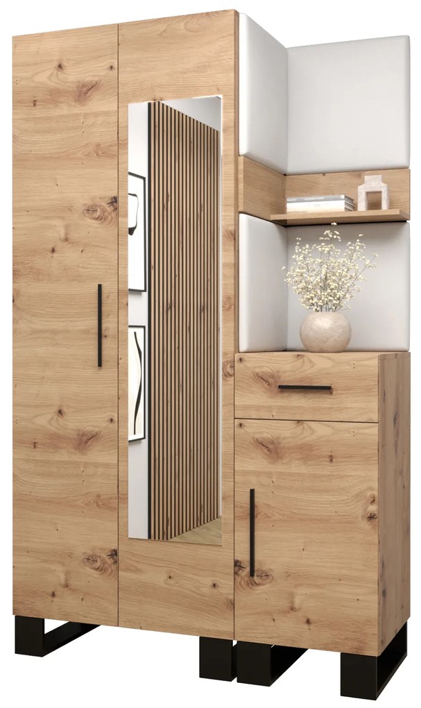 Set mobilier pentru hol Amanda 16 (Stejar artisan + Alb). 1085999