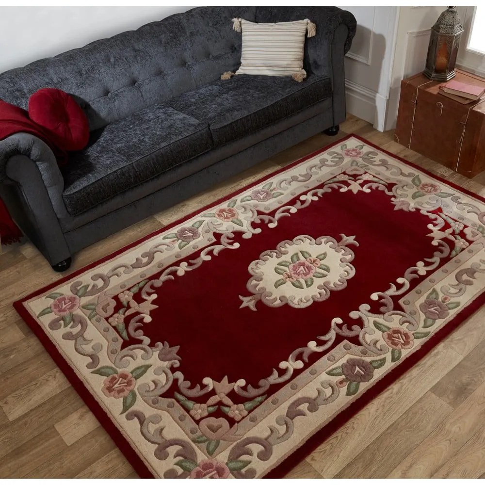 Covor din lână Flair Rugs Aubusson, 75 x 150 cm, roșu